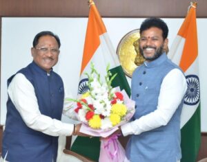 Chhattisgarh CM Vishnu Dev Sai with Union Civil Aviation Minister Kinjarapu Rammohan Naidu