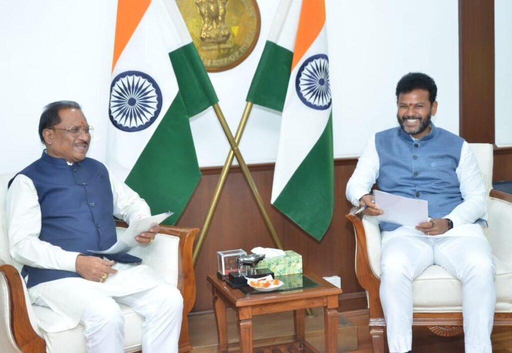 Chhattisgarh Chief Minister Vishnu Dev Sai meeting Union Civil Aviation Minister Kinjarapu Ram Mohan Naidu