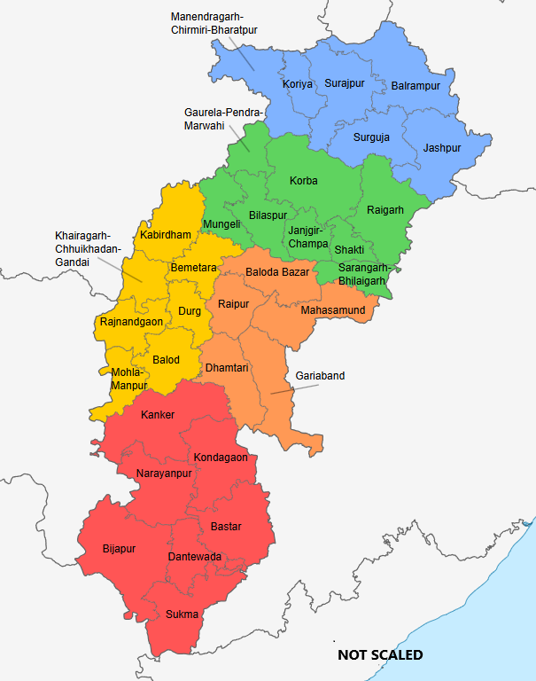 Map-of-Chhattisgarh not scaled