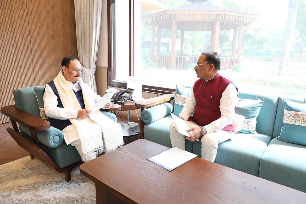Chief Minister Vishnu Dev Sai Discussing with Union Health Minister J P Nadda
